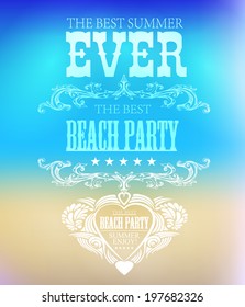 elements for Summer Holidays with background  /beach /calligraphic designs/ ornaments / labels