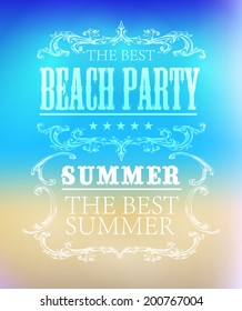 elements for Summer Holidays with background  /beach /calligraphic designs/ ornaments / labels