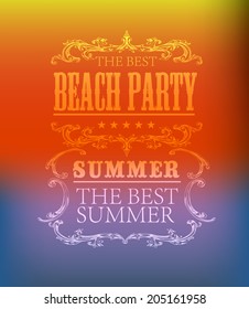 elements for Summer Holidays with background  /beach /calligraphic designs/ ornaments / labels