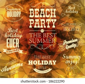 elements for Summer Holidays with background  / calligraphic designs/ ornaments / labels