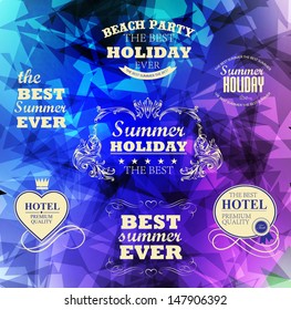 elements for Summer Holidays with colorful background  / calligraphic designs/ ornaments / labels