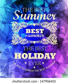 elements for Summer Holidays with colorful background  / calligraphic designs/ ornaments / labels