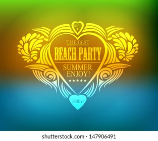 elements for Summer Holidays with colorful background  / calligraphic designs/ ornaments / label