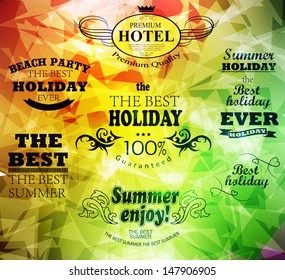 elements for Summer Holidays with colorful background  / calligraphic designs/ ornaments / labels