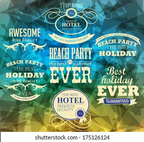 elements for Summer Holidays with colorful background  / calligraphic designs/ ornaments / labels