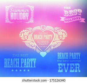 elements for Summer Holidays with colorful background  / calligraphic designs/ ornaments / labels