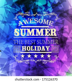 elements for Summer Holidays with colorful background  / calligraphic designs/ ornaments / labels