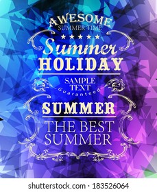 elements for Summer Holidays with colorful background  / calligraphic designs/ ornaments / labels
