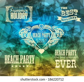 elements for Summer Holidays with colorful background  / calligraphic designs/ ornaments / labels