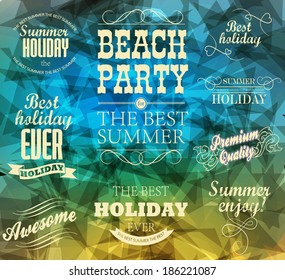 elements for Summer Holidays with colorful background  / calligraphic designs/ ornaments / labels