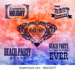 elements for Summer Holidays with colorful background  / calligraphic designs/ ornaments / labels