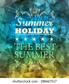 elements for Summer Holidays with colorful background  / calligraphic designs/ ornaments / labels