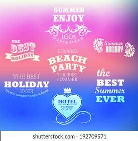 elements for Summer Holidays with colorful background  / calligraphic designs/ ornaments / labels