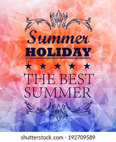 elements for Summer Holidays with colorful background  / calligraphic designs/ ornaments / labels
