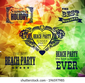 elements for Summer Holidays with colorful background  / calligraphic designs/ ornaments / labels