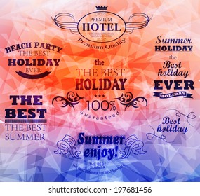 elements for Summer Holidays with colorful background  / calligraphic designs/ ornaments / labels
