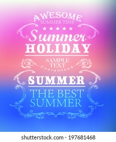 elements for Summer Holidays with colorful background  / calligraphic designs/ ornaments / labels
