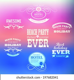 elements for Summer Holidays with colorful background  / calligraphic designs/ ornaments / labels