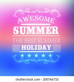 elements for Summer Holidays with colorful background  / calligraphic designs/ ornaments / labels