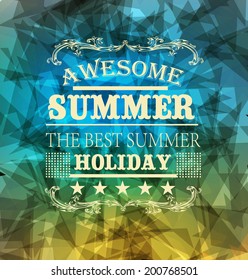 elements for Summer Holidays with colorful background  / calligraphic designs/ ornaments / labels
