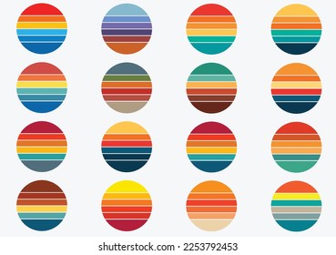 Elements, symbols, icons, full sunset vintage illustration set.