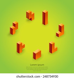 Elements template with 3d colorful cubic blocks