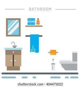 Elements for toilet interior. Toilet interior vector. Toilet interior element isolated. Toilet interior flat.