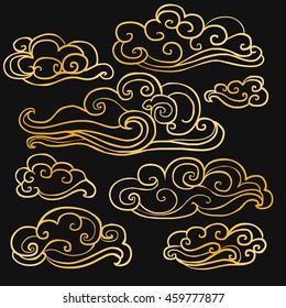 Elements of traditional oriental cloudy ornament. Vector collection