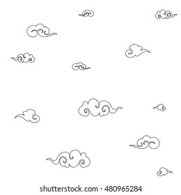 Elements of traditional oriental cloudy ornament. Vector collection