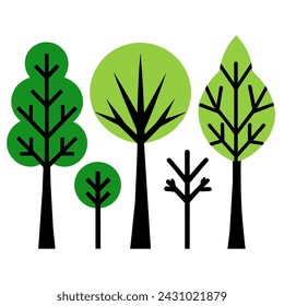 Elements of Tree icons on white background