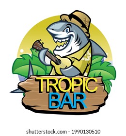 
Logo del tiburón de la barra tropical de los elementos