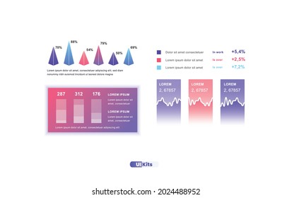 Elements of ui design. Modern presentation with infographic, chart, graph, finance data in flat style design.  eps10