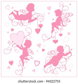 elementos para el día de San Valentín con ángeles