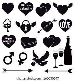Elements for Valentine's Day. Vector set, EPS 8.