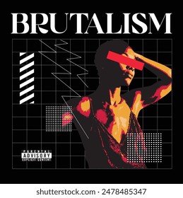 "elements and vector of a beautiful African girl for brutalism style artwork