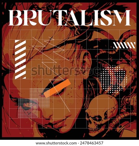 Elements and vector face images for Brutalism style