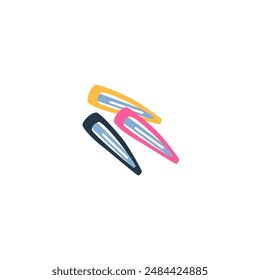 Elements of vector fashion in the style of the 2000s: bright stylish hair clips on a white background. Trendy Y2K accessories illustrated with nostalgia.