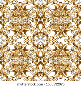 Elements in Victorian style on a backdrop. Vector greed and vignette for design. Golden floral seamless pattern. Ornate decor for invitations, greeting cards, thank you message.