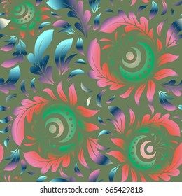 Elements in Victorian style. Ornate decor for invitations, greeting cards, thank you message in green and pink colors. Vector greed and vignette seamless pattern for design.