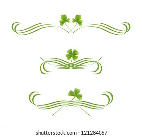Elements in vintage style with clover leafs. Symmetric inward