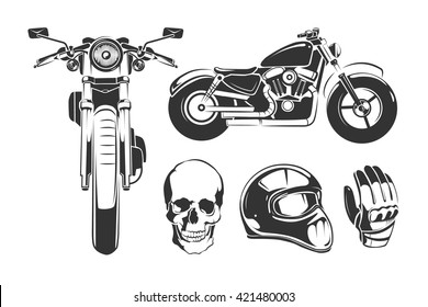 Elements for vintage vector motorcycle labels.