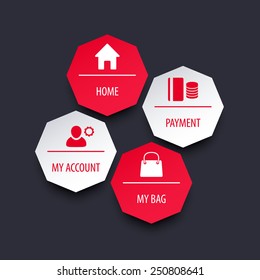 elements for web design, in red and silver vector illustration, eps10, easy to edit