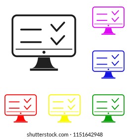 Elements of Web test with multiple choice questions in multi colored icons. Premium quality graphic design icon. Simple icon for websites, web design, mobile app, info graphics on white background