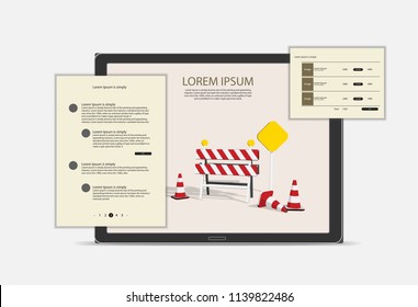 elements of the website of a construction company with road signs