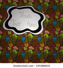 Elements white, black and brown on colors. Seamless Print. Cute fabric pattern. Flat doodles. Vector illustration. Design.