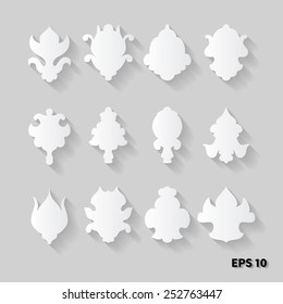 Elements for your design. A collection of objects to create his own style. Part of the pattern isolated on gray background