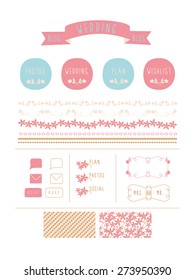 Elements for your wedding blog. Decorative elements. Vector and illustration design.