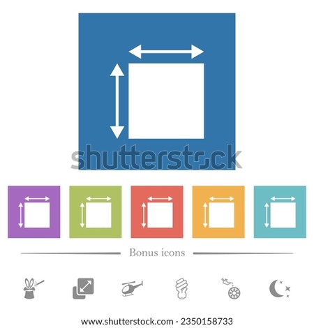 Elemet dimensions flat white icons in square backgrounds. 6 bonus icons included.