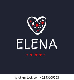 Nombre femenino Elena Calligraphy, ilustración vectorial.