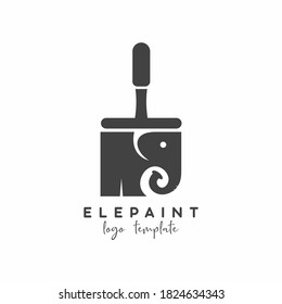 Elepaint, elepant and paint vector logo template
